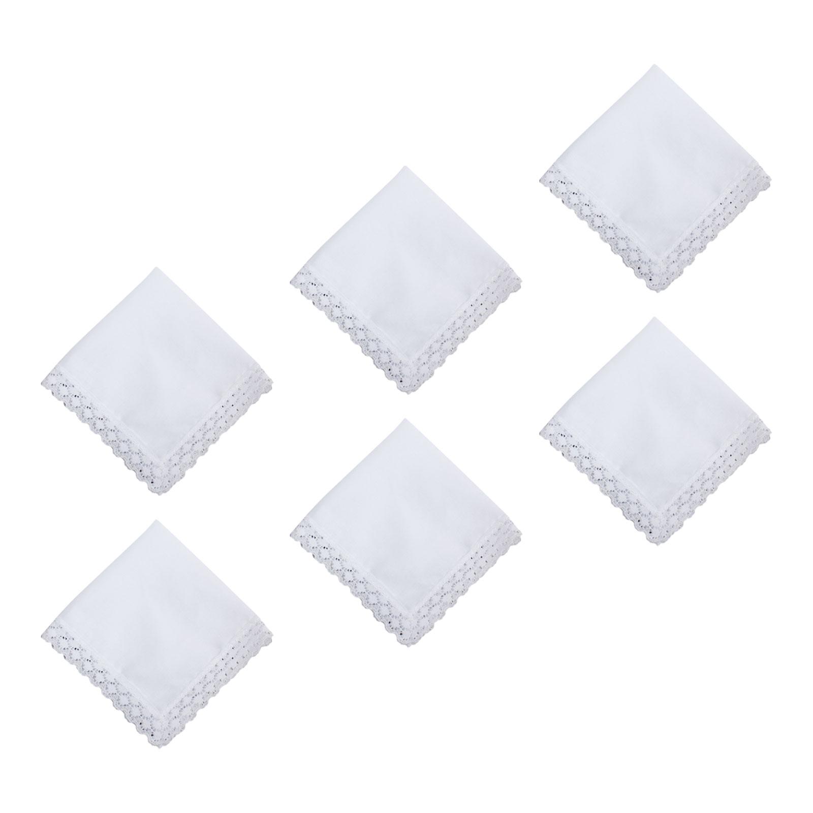 6x Pure White Lace Handkerchie - Handkerchief Cotton Men review and price