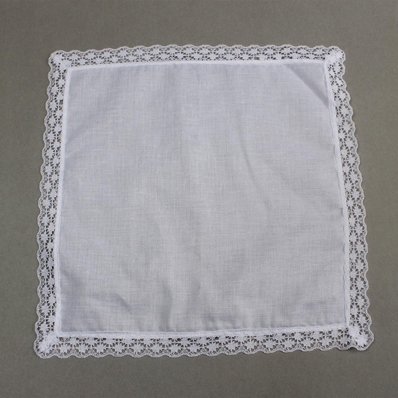 6x Pure White Lace Handkerchie - Handkerchief Cotton Men review and price