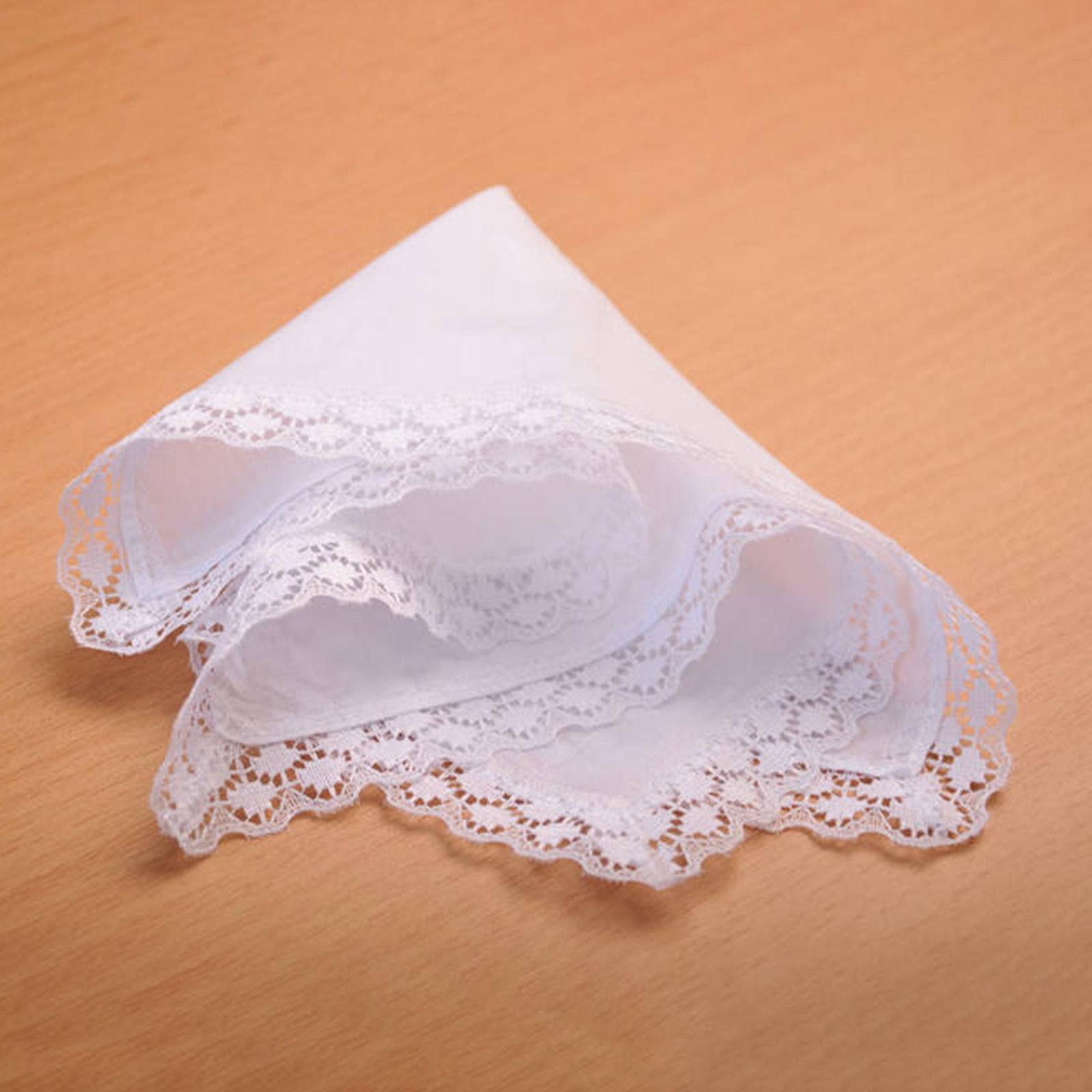 6x Pure White Lace Handkerchie - Handkerchief Cotton Men review and price