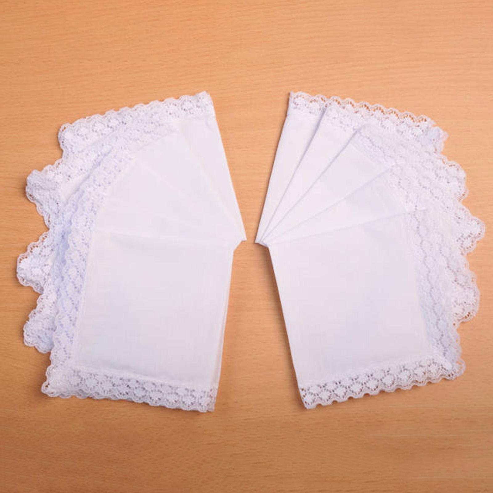 6x Pure White Lace Handkerchie - Handkerchief Cotton Men review and price