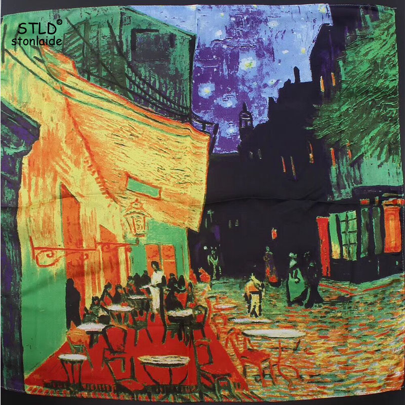 55X55CM Eruo Van Gogh Oil Pain - Scarf Silk Square review and price