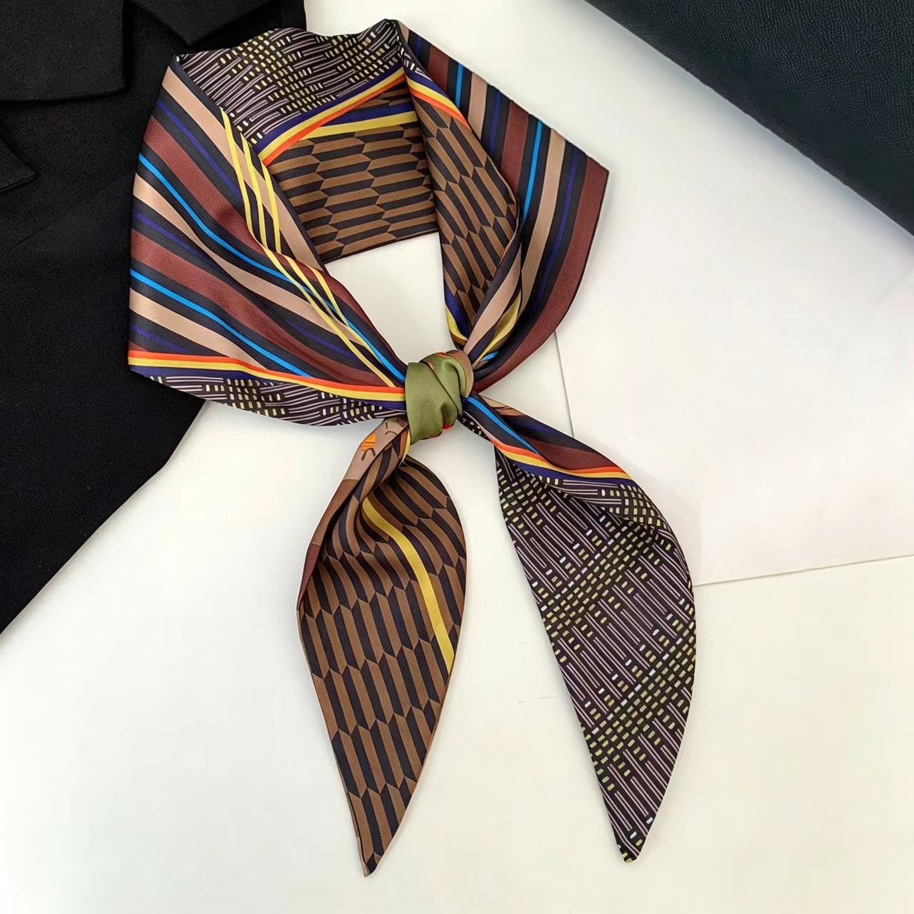 Luxury Print Long Hair Ribbon  - Ascot Neck Scarf review and price