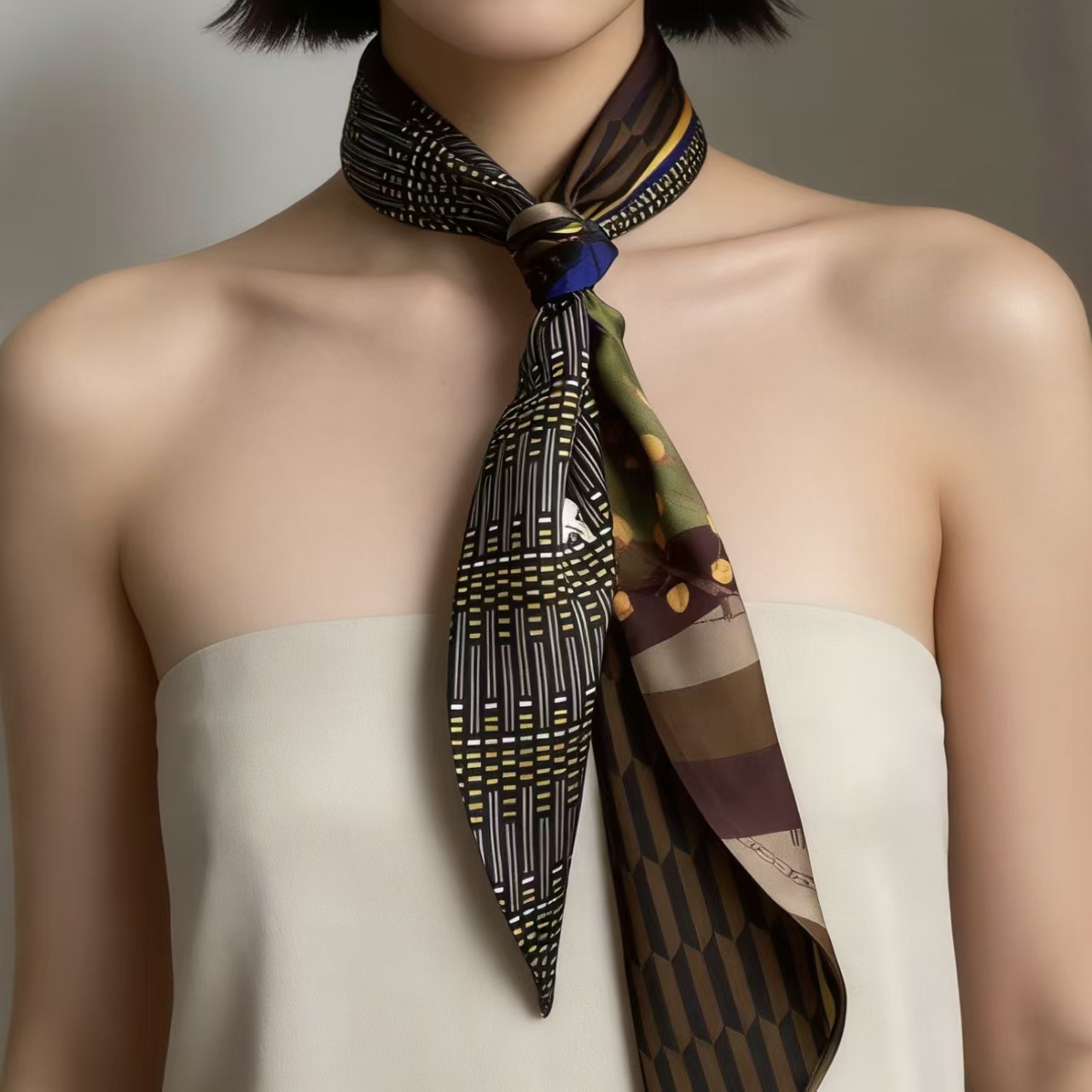 Luxury Print Long Hair Ribbon  - Ascot Neck Scarf review and price