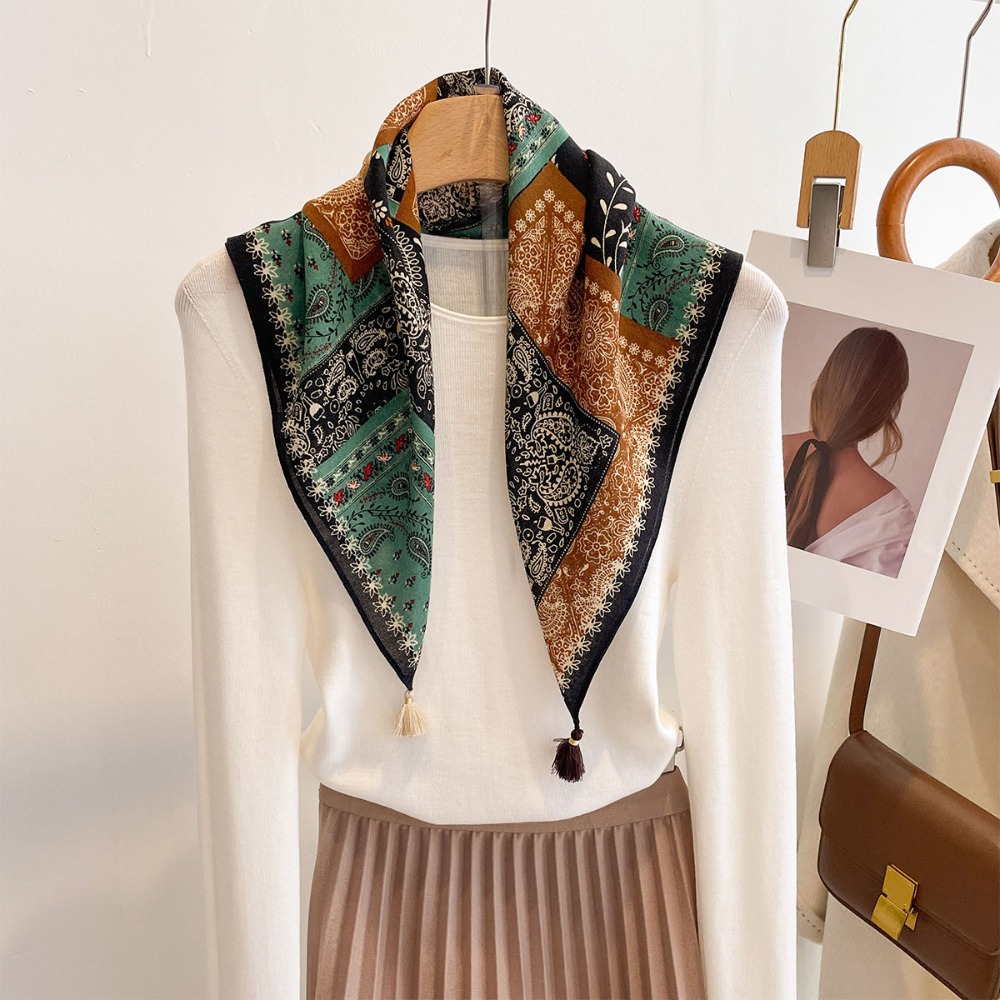 Tassel Scarf Women Square Cott - Ascot Neck Scarf review and price