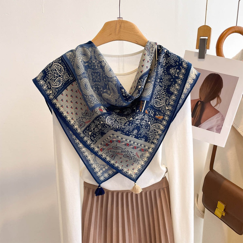 Tassel Scarf Women Square Cott - Ascot Neck Scarf review and price