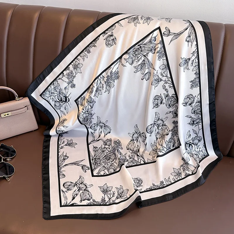 70*70cm Luxury Floral Print Si - Face Scarf Mask review and price