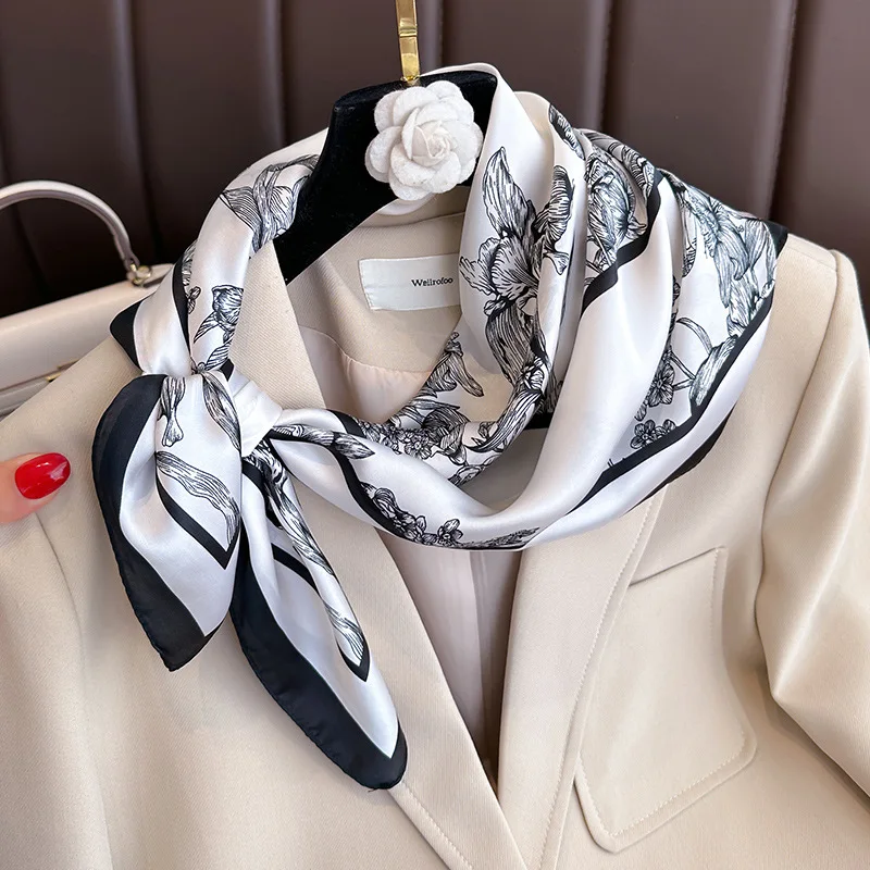 70*70cm Luxury Floral Print Si - Face Scarf Mask review and price